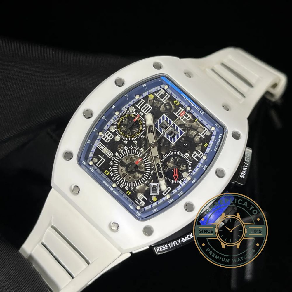Replica Richard Mille watch RM 11-02 White Ceramic 7750 Movement Chronograph Super Clone dial detail 2 – replica richard mille watch