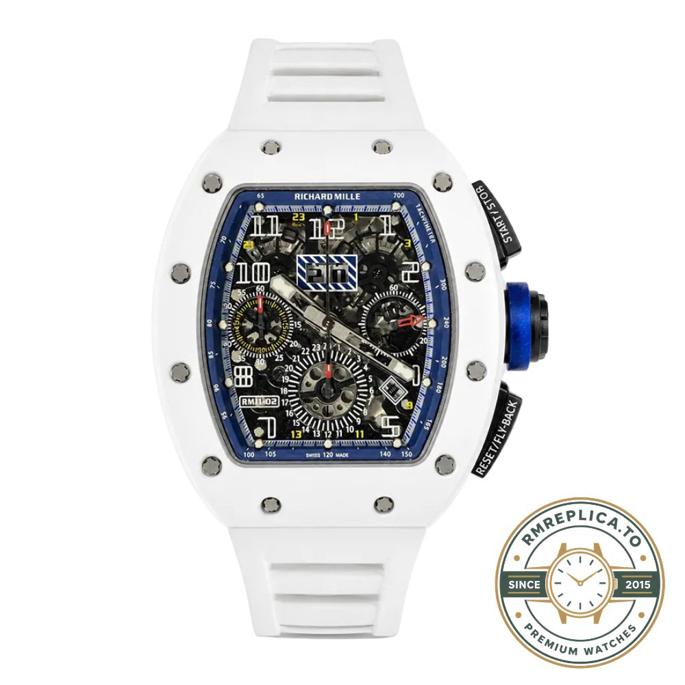 Best Richard Mille replica RM 11-02 White Ceramic 7750 Movement Chronograph Super Clone dial detail 4 – best richard mille replica