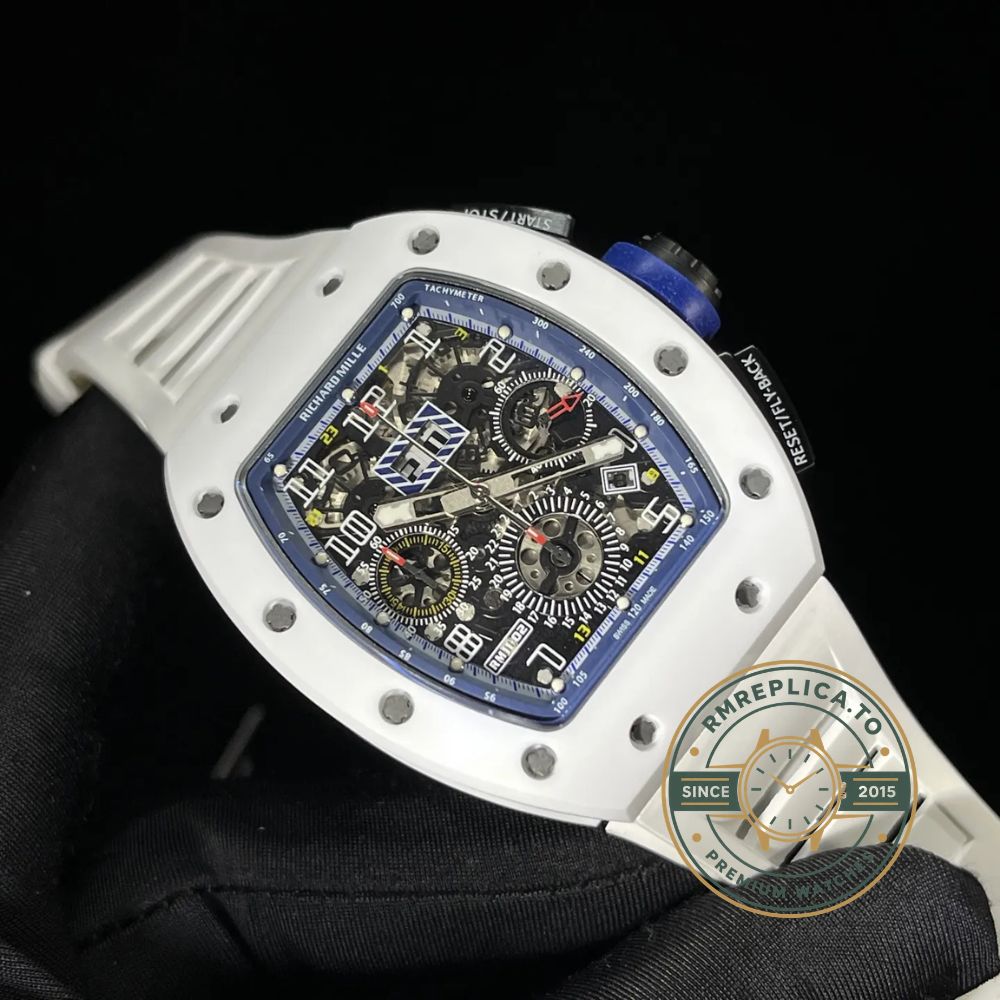 Imitation Richard Mille RM 11-02 White Ceramic 7750 Movement Chronograph Super Clone back view – imitation richard mille