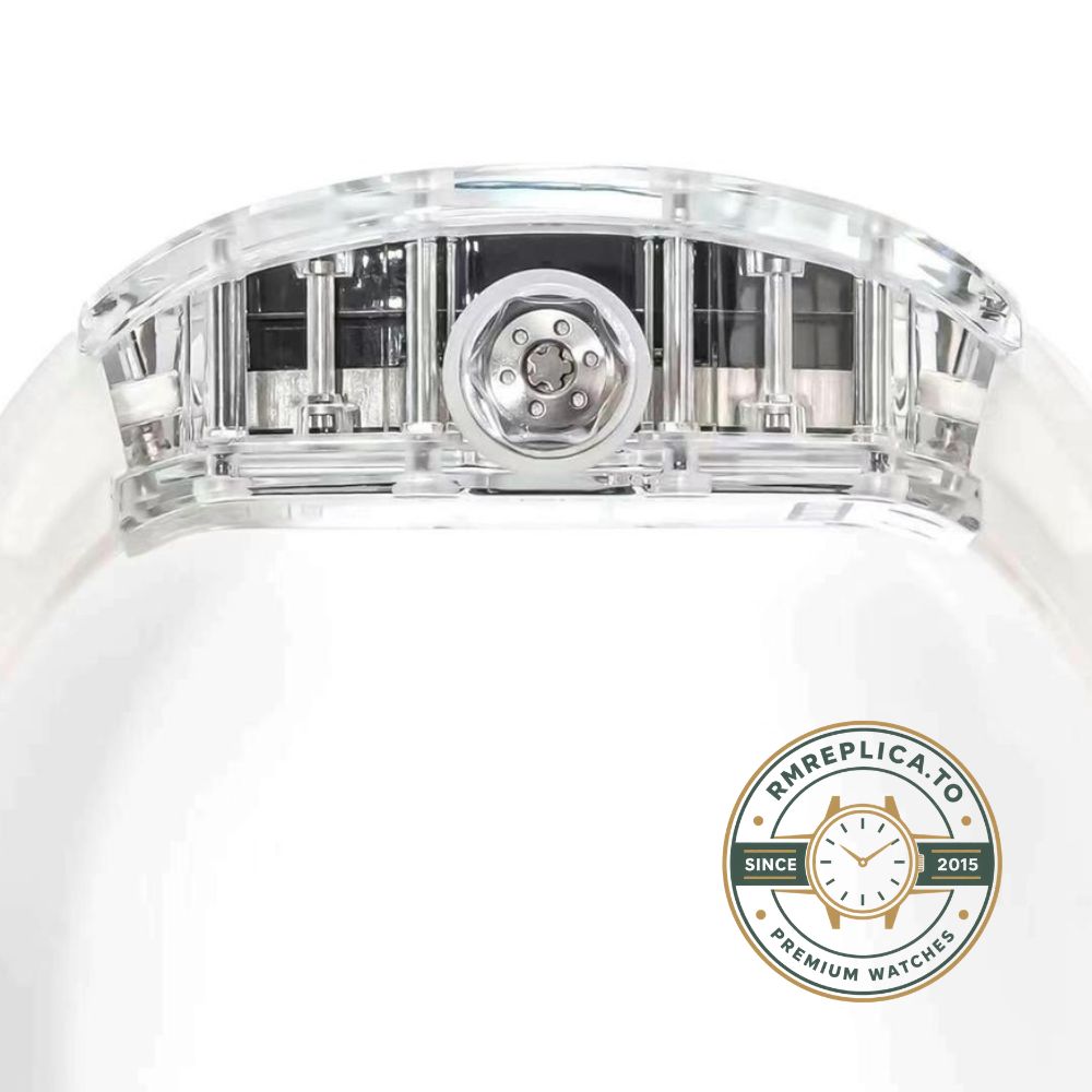 Richard Mille RM 38-02 Bubba Watson super clone front view with transparent crystal case and pink skeleton dial – richard mille super clone