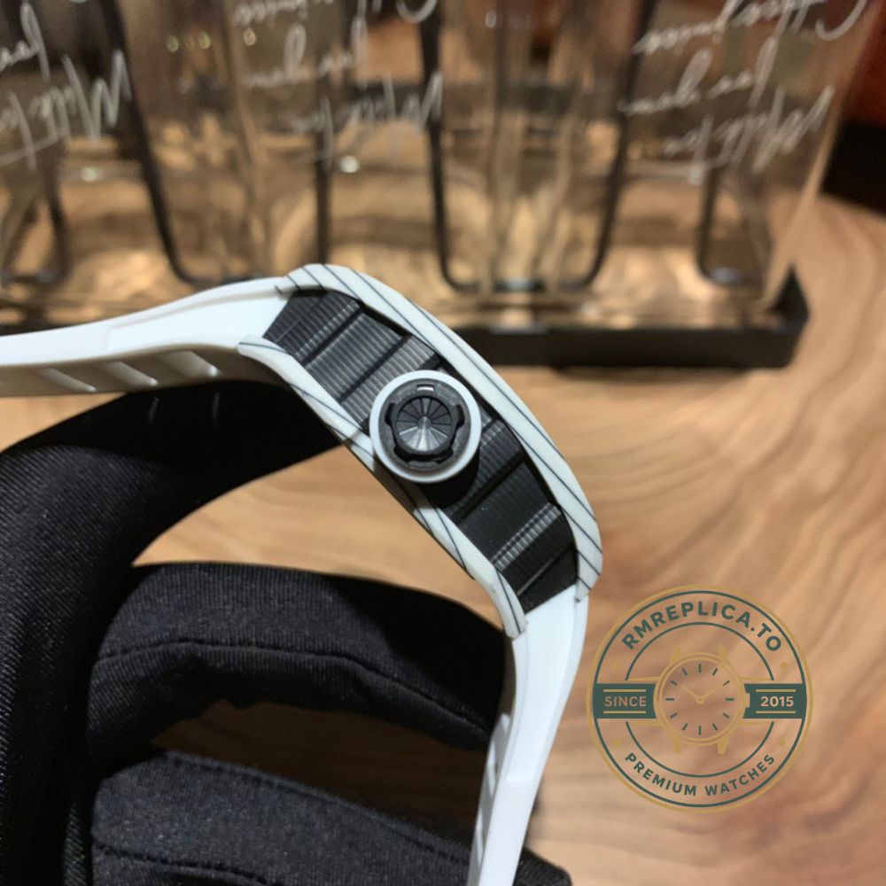 Richard Mille swiss replicas RM 035 Rafael Nadal Americas white rubber strap detail – richard mille swiss replicas
