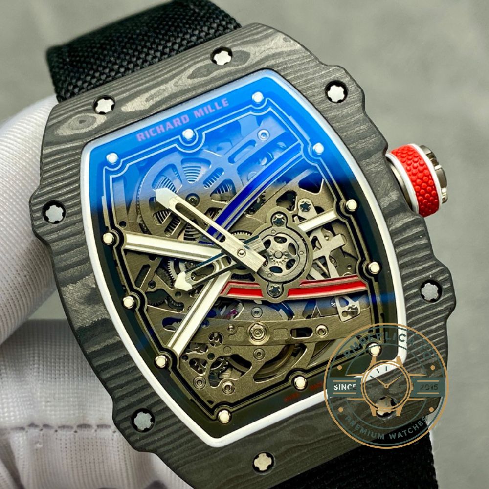 Best Richard Mille replica RM67-02 V4 47mm carbon fiber case side view – best richard mille replica