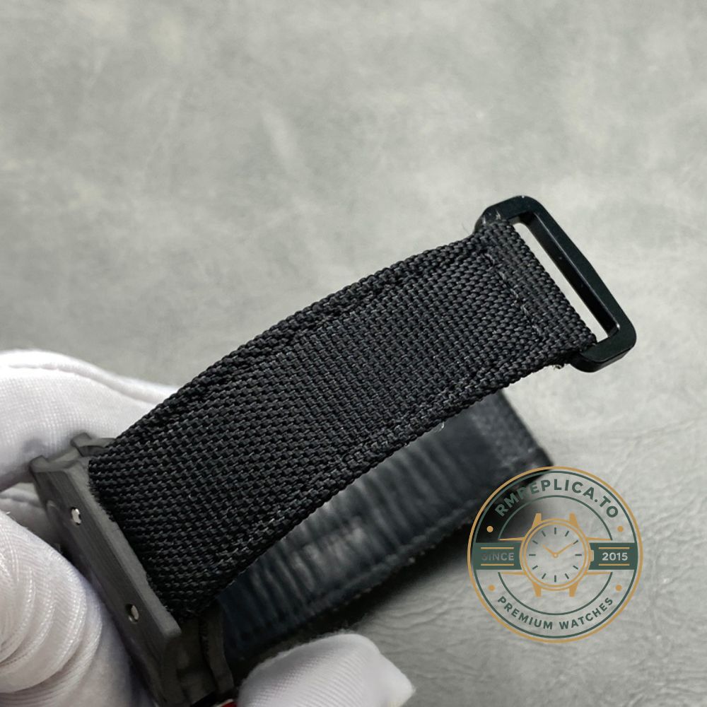 Richard Mille swiss replicas RM67-02 V4 47mm black woven strap buckle detail – richard mille swiss replicas