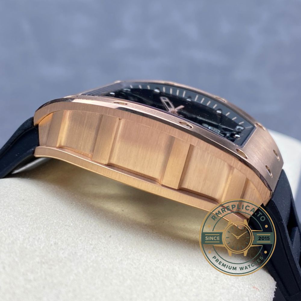 Richard Mille replica for sale RM035 Americas Edition rose gold case black rubber strap strap detail – richard mille replica for sale