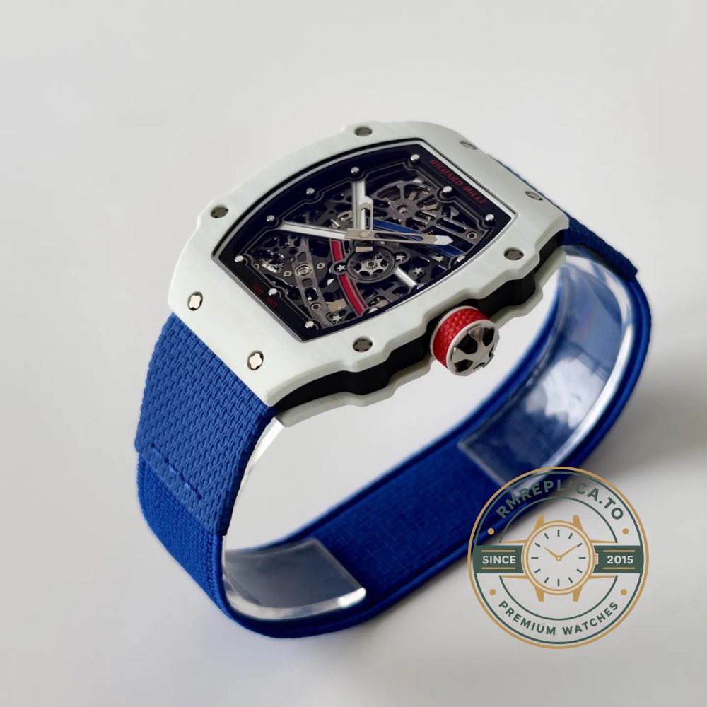 UMI Richard Mille RM 67-02 Alexis Pinturault White Quartz TPT Carbon Blue Strap Automatic Replica Watch first image – richard mille replica