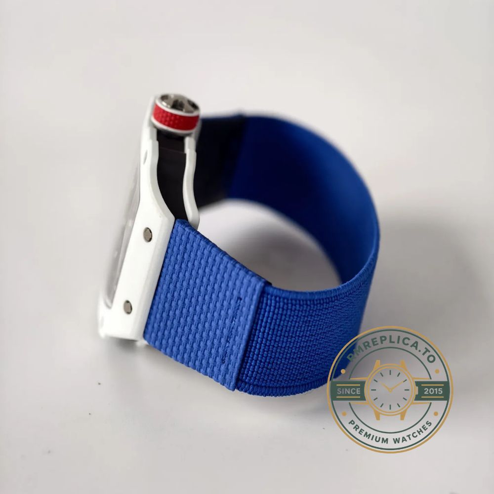 UMI Richard Mille RM 67-02 Alexis Pinturault White Quartz TPT Carbon Blue Strap Automatic Watch dial detail 1 – richard mille clone