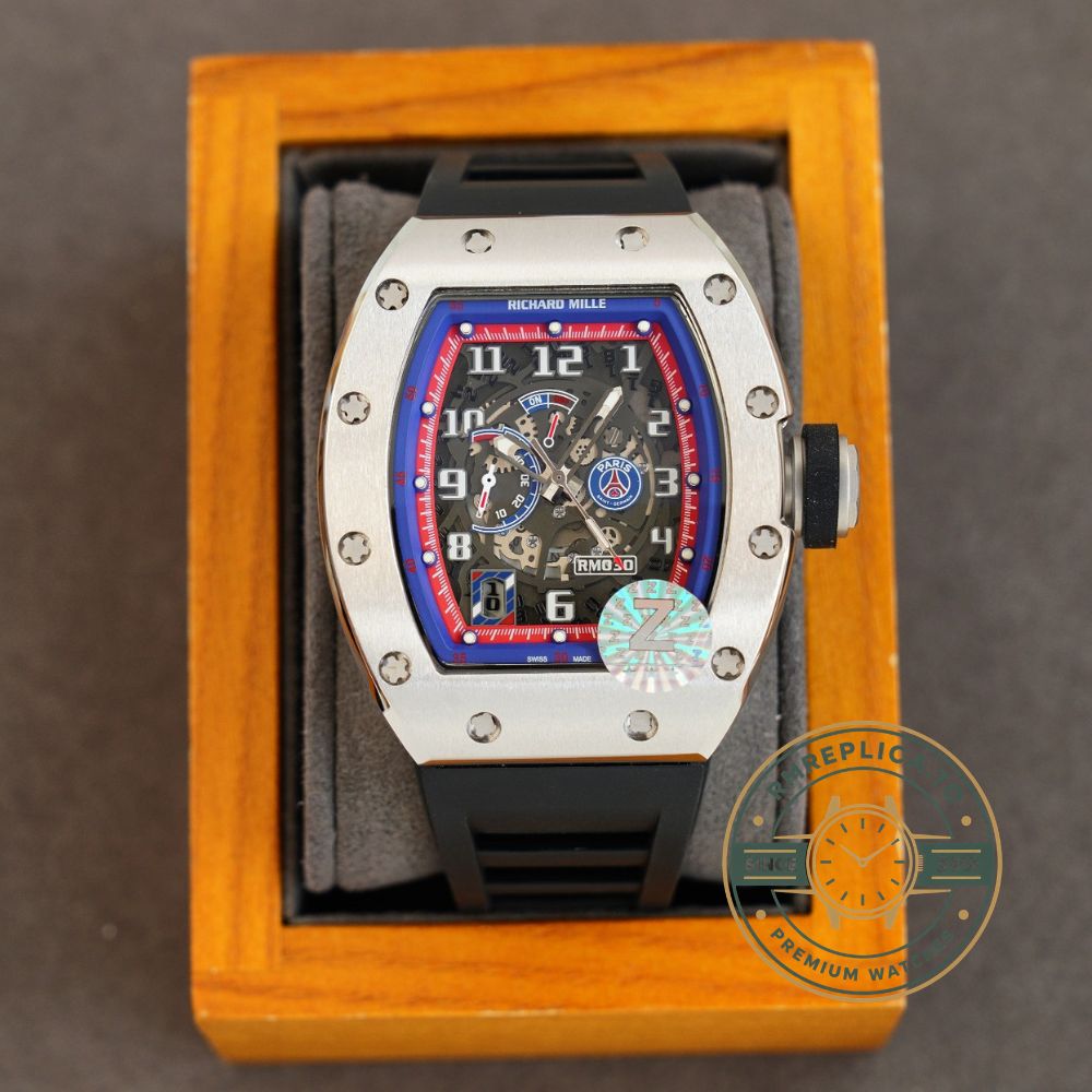 Imitation Richard Mille RM 030 PSG black rubber strap detail – imitation richard mille