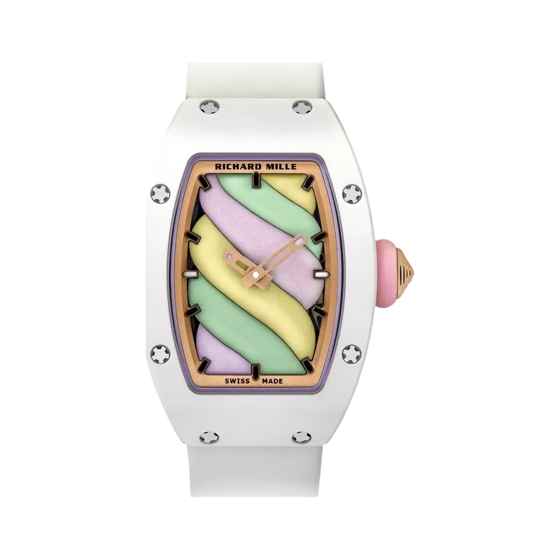 Richard Mille RM 07-03 Marshmallow white ceramic luxury watch with pastel dial and tonneau case
