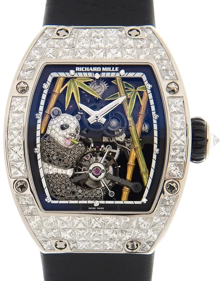 Richard Mille RM 26-01 Panda tourbillon luxury watch with diamond set case and skeleton movement