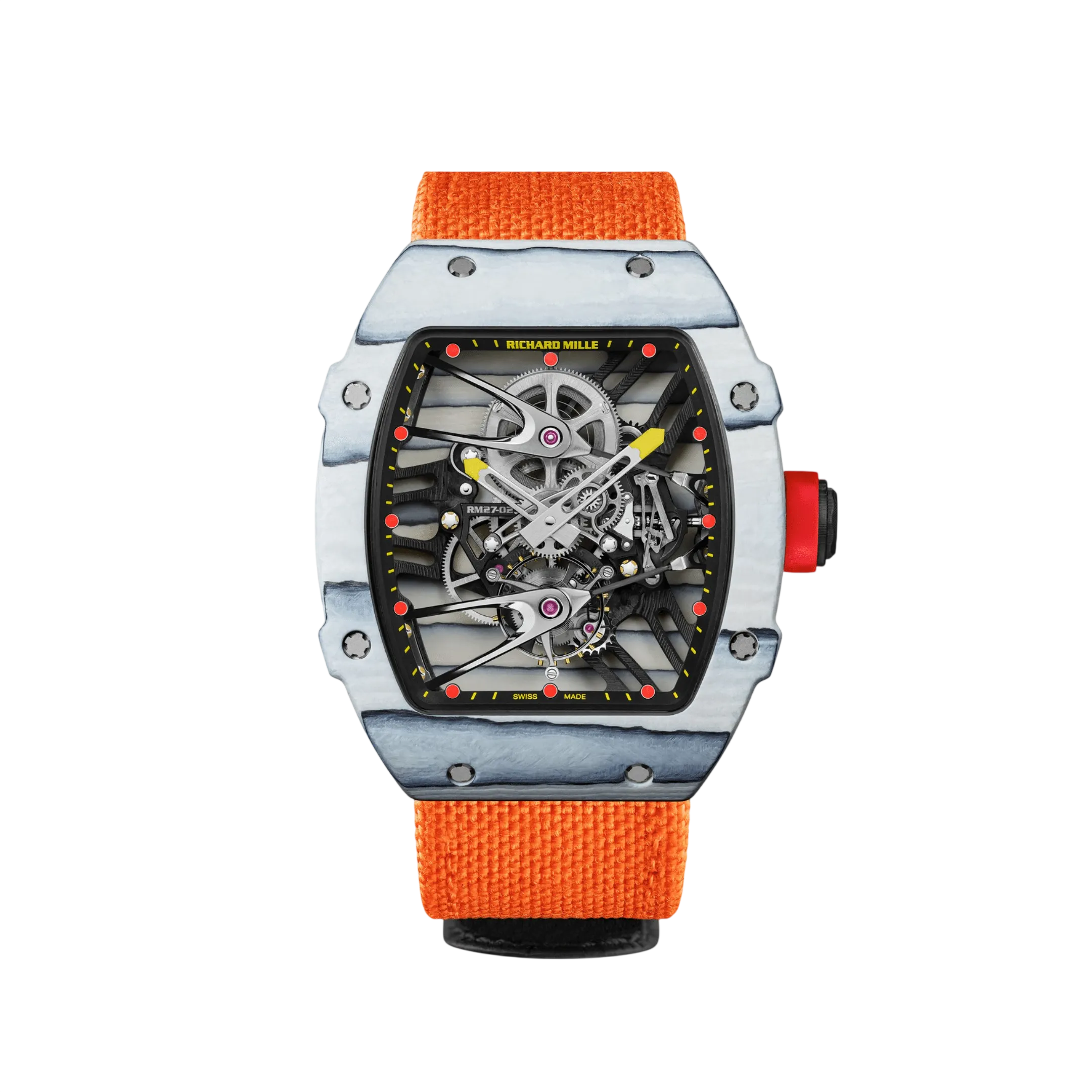 Richard Mille RM 27-02 Rafael Nadal tourbillon luxury watch with skeleton movement and carbon case