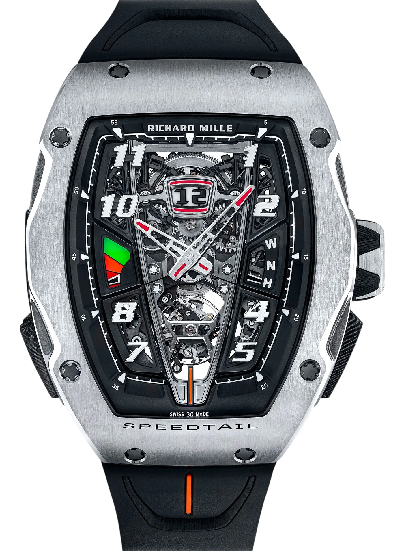 Richard Mille RM 40-01 McLaren Speedtail automatic tourbillon luxury watch with skeleton dial and titanium case