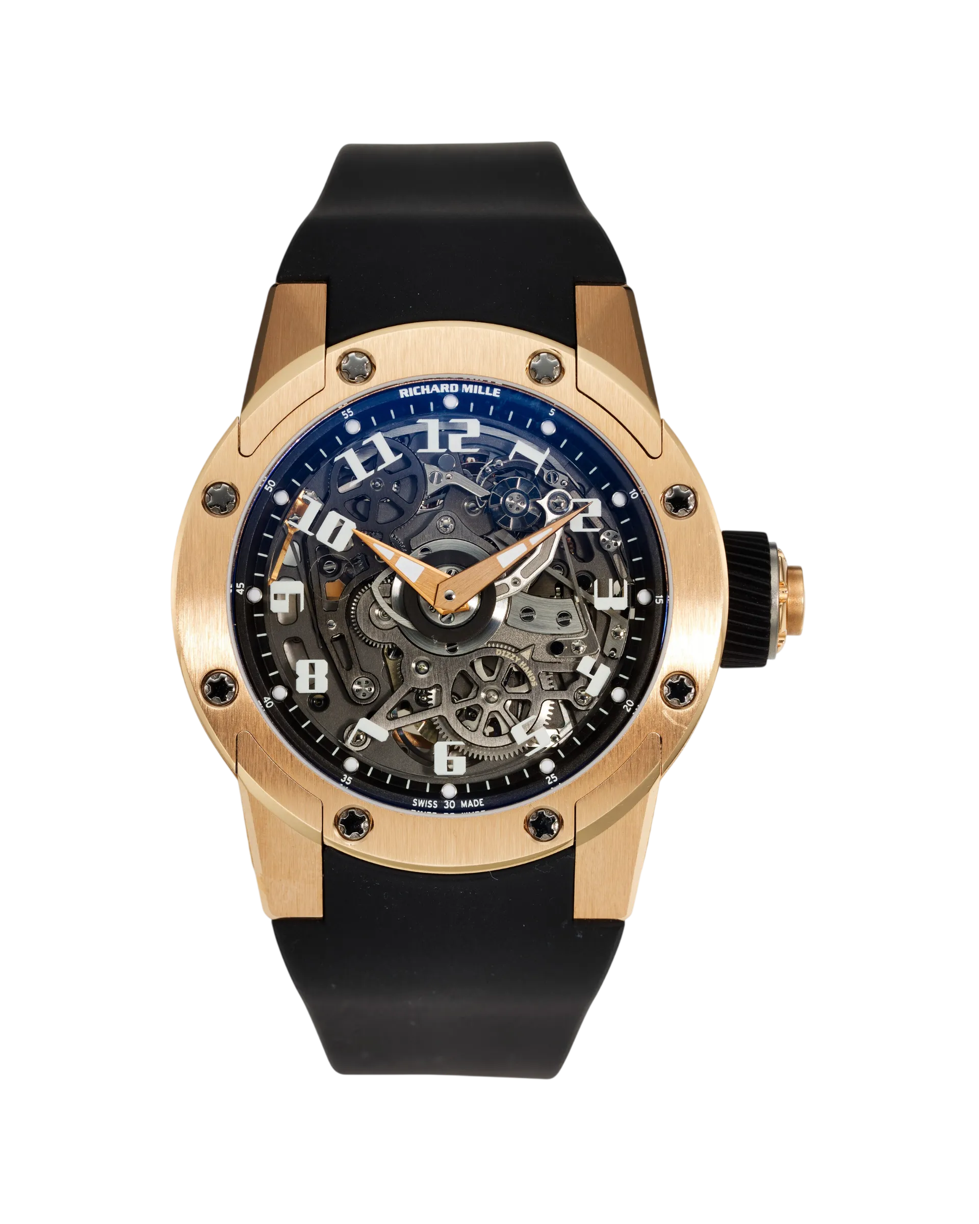 Richard Mille RM 63-01 Dizzy Hands automatic luxury watch with rose gold case and skeleton dial