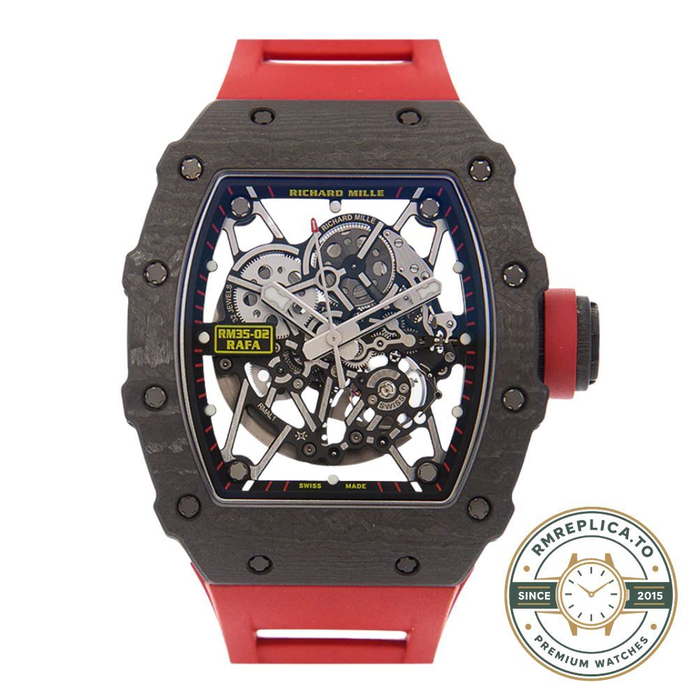 Richard Mille clone RM35-02 caseback movement close-up in hand – richard mille clone