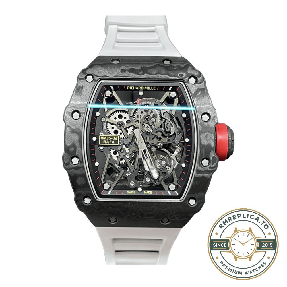 Richard Mille replicas RM35-02 Rafael Nadal white rubber strap buckle clasp detail – richard mille replicas