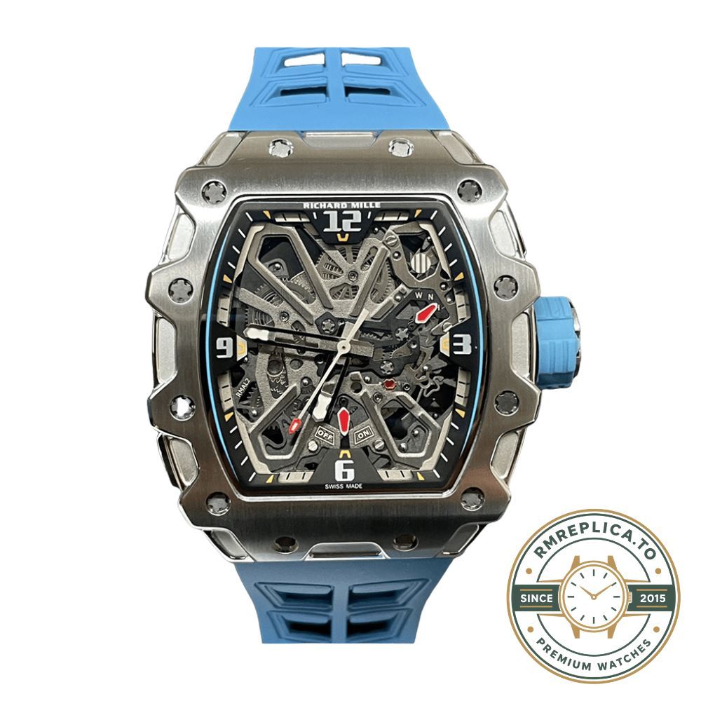 Richard Mille replicas RM 35-03 Rafael Nadal crown detail on stainless steel case – richard mille replicas