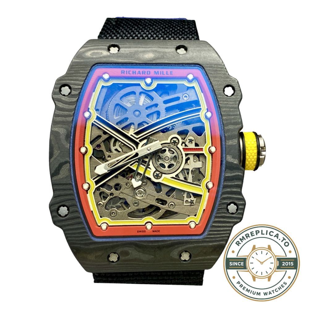 Richard Mille RM67-02 carbon fiber black red side view case thickness profile luxury watch – richard mille replicas