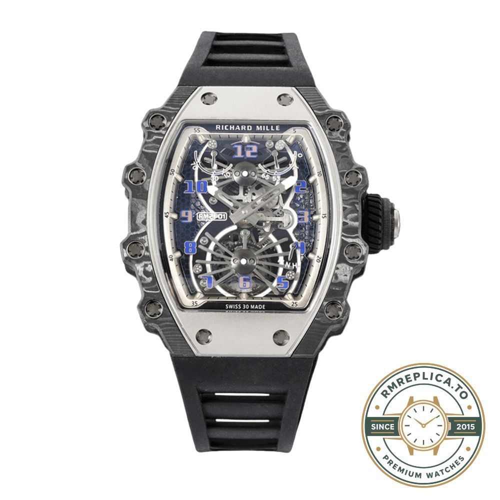 Best Richard Mille replica RM 21-01 Tourbillon Aerodyne caseback movement view with exhibition back – best richard mille replica