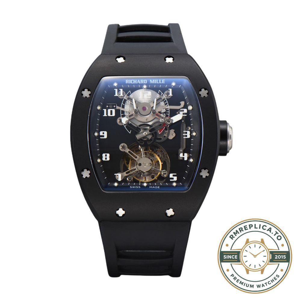 Richard Mille replicas RM001 tourbillon black case tilted perspective view – richard mille replicas