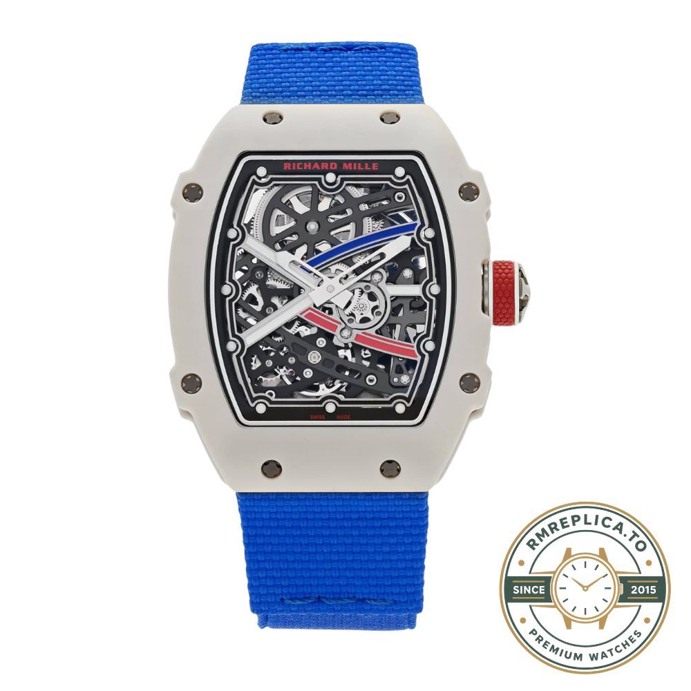 UMI Richard Mille RM 67-02 Alexis Pinturault White Quartz TPT Carbon Blue Strap Automatic Watch right view – richard mille replicas
